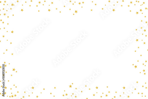 Rectangle gold stars luxury border frame isolated on transparent Background. Golden stars border shape. Mockup, template. Holiday, party, festive decoration design elements. PNG
