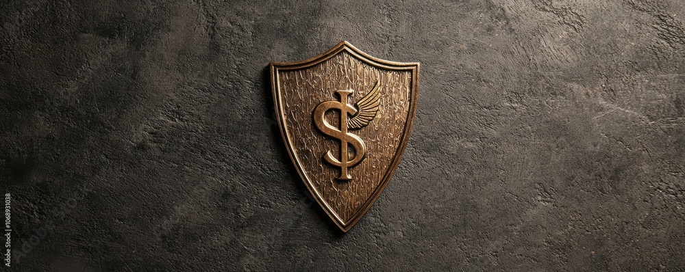 Bold dollar shield symbolizing financial security with a soft metallic sheen Bold dollar shield symbolizing financial security with a soft metallic sheen
