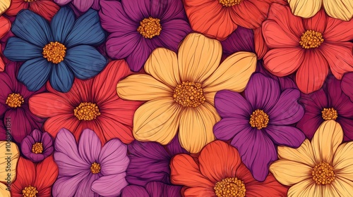 Wallpaper Mural Hand drawn seamless floral pattern featuring colorful abstract flowers perfect for textile design and creative projects Torontodigital.ca