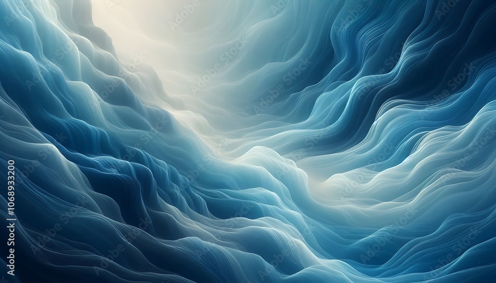 Obraz premium Flowing shades of ocean mist blues background, Generative AI