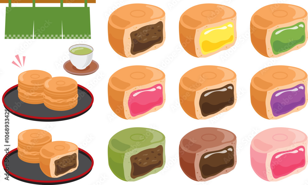 大判焼きのイラストセット 大判焼きのイラストセット