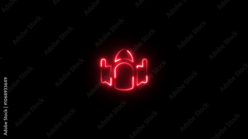 Glowing neon line Rocket ship icon isolated on black background. Space travel. 4K Video motion graphic animation Glowing neon line Rocket ship icon isolated on black background. Space travel. 4K Video motion graphic animation