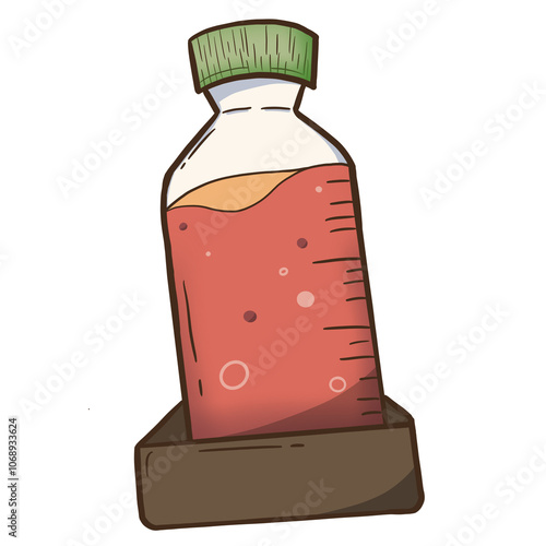 Solution liquid in the bottle glass for laboratory science illustration, research, medicine