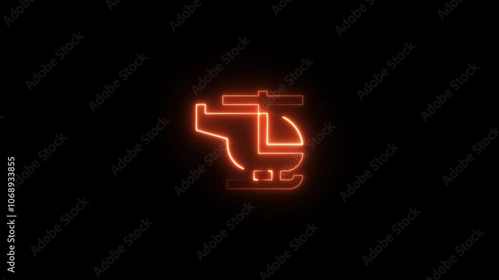 the a Neon Helicopter icon animation video. Helicopter icon concept. on black background the a Neon Helicopter icon animation video. Helicopter icon concept. on black background
