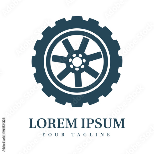 Robust Mechanical Wheel Design Ideal for Automotive, Engineering, Manufacturing, and Machinery Brand Identity