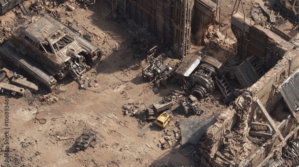 Wasteland Workshop: Post-Apocalyptic Chaos in a Dieselpunk Setting with Scavengers Repairing Vehicles amidst Scrap Metal Wasteland Workshop: Post-Apocalyptic Chaos in a Dieselpunk Setting with Scavengers Repairing Vehicles amidst Scrap Metal