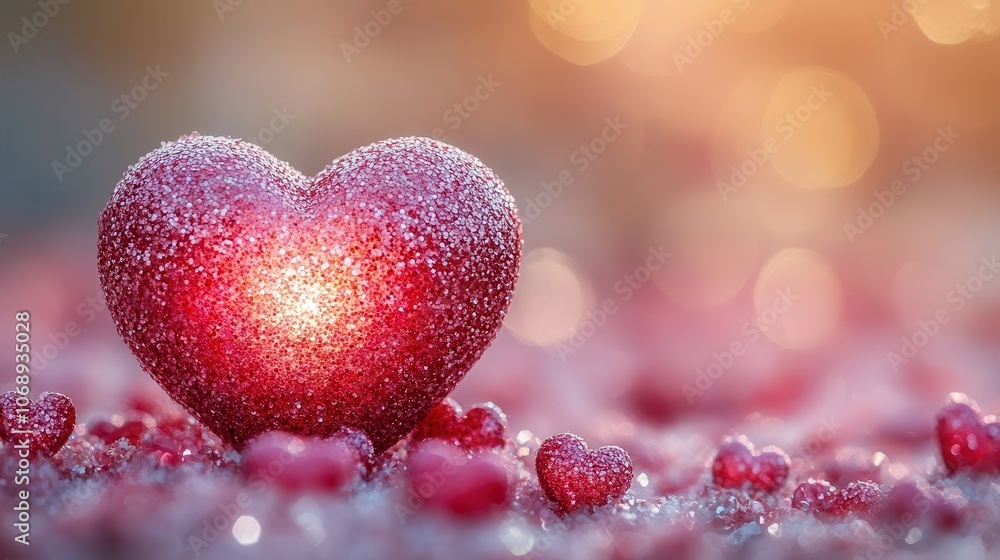 Glittering Heart Decoration on a Soft Background Glittering Heart Decoration on a Soft Background