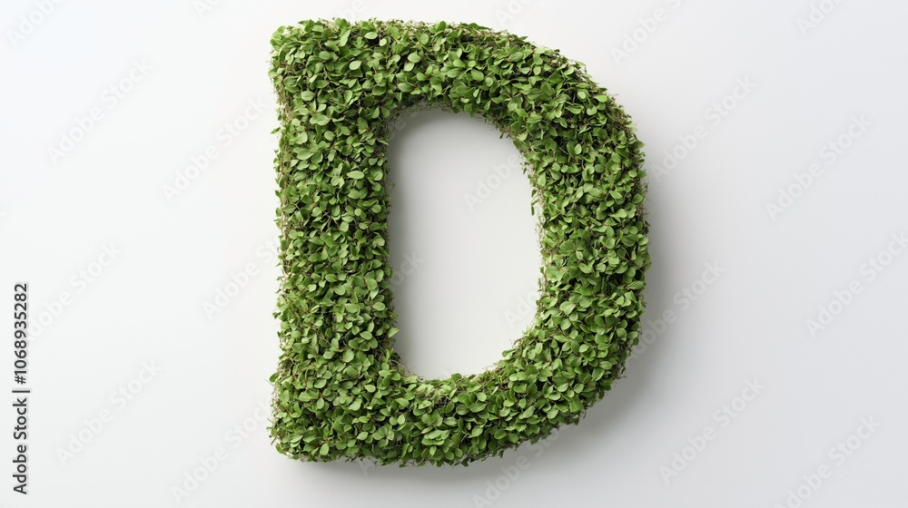Green letter D made of small leaves on a white background, representing eco-friendly and nature-inspired design. Green letter D made of small leaves on a white background, representing eco-friendly and nature-inspired design.