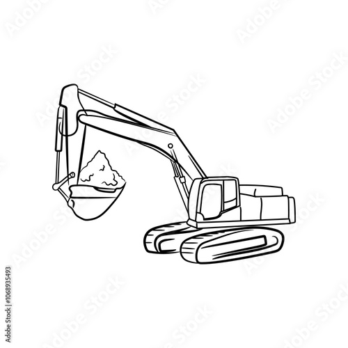 Illustration Excavator, Heavy Mining Equipment Vector