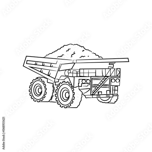 Dump Truck Illustration, Heavy Mining Equipment Vector