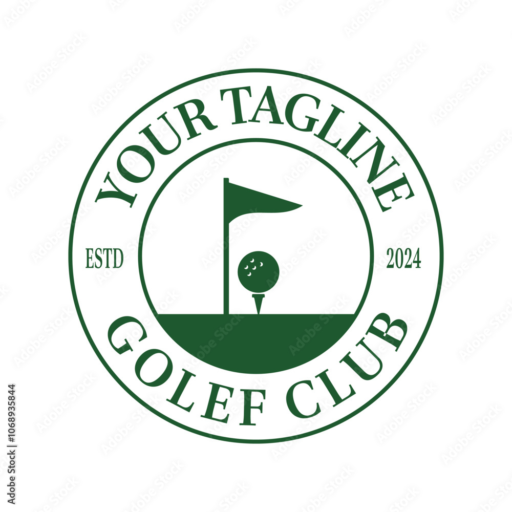 Green Emblem with Flag and Golf Ball Perfect for Golf Clubs, Sports Associations, and Tournament Branding Green Emblem with Flag and Golf Ball Perfect for Golf Clubs, Sports Associations, and Tournament Branding