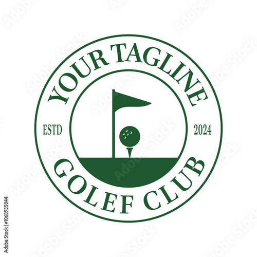 Green Emblem with Flag and Golf Ball Perfect for Golf Clubs, Sports Associations, and Tournament Branding