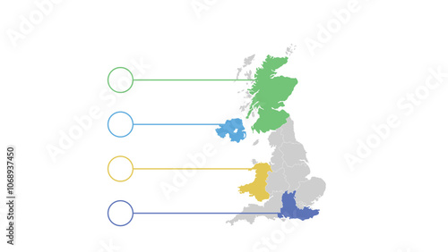 United kingdom map infographic presentation layout fully editable.