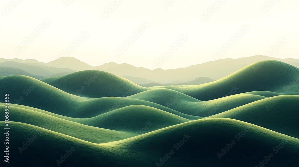 Green rolling hills with soft grass contours isolated for easy use in multiple backgrounds Green rolling hills with soft grass contours isolated for easy use in multiple backgrounds