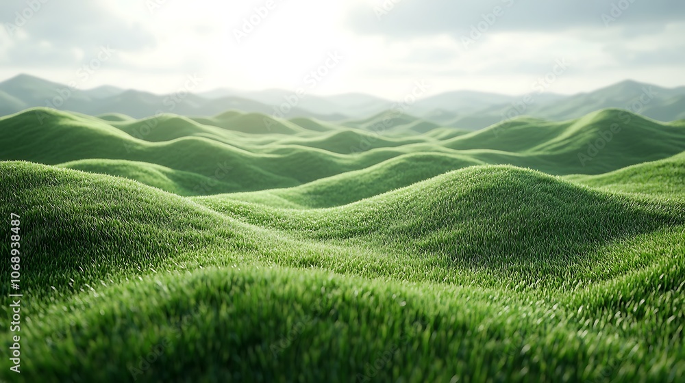 Green rolling hills with soft grass contours isolated for easy use in multiple backgrounds Green rolling hills with soft grass contours isolated for easy use in multiple backgrounds
