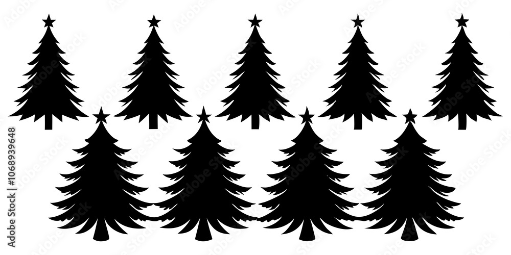 Obraz premium 10 Silhouette Christmas Tree Vector, Silhouette Christmas Tree Vector, Christmas Tree Silhouette Vector