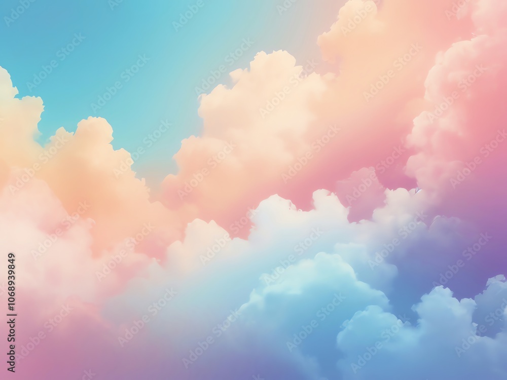 Dreamy Pastel Sky with Fluffy Clouds Dreamy Pastel Sky with Fluffy Clouds