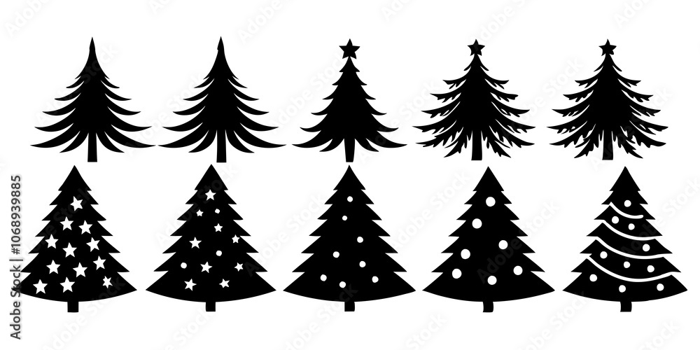 Fototapeta premium 10 Silhouette Christmas Tree Vector, Silhouette Christmas Tree Vector, Christmas Tree Silhouette Vector