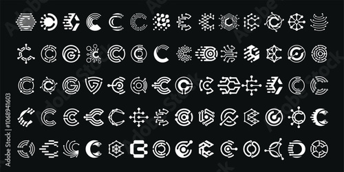 Set of collection initial letter C, for technology and internet business logo design.