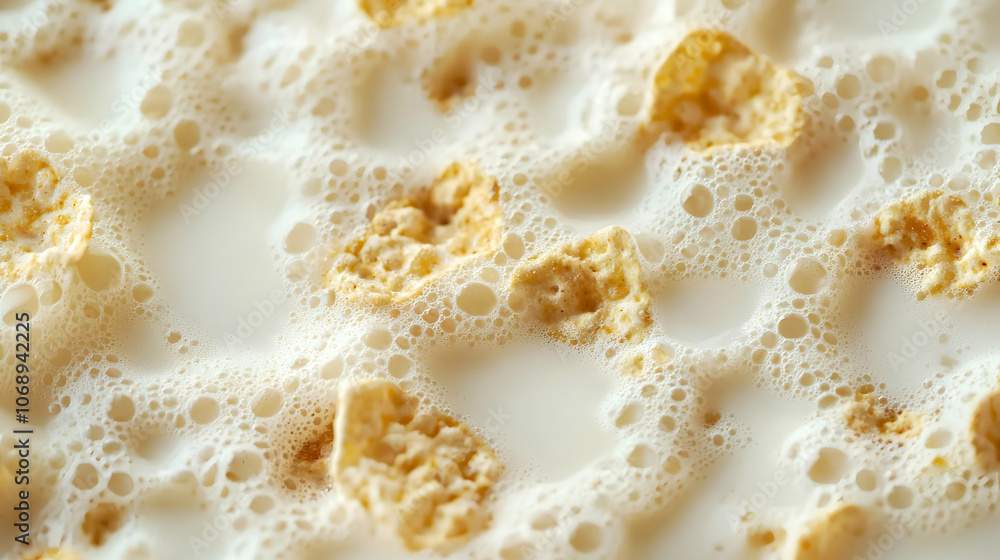 Close-up of Crispy Cereal Flakes in Milk Close-up of Crispy Cereal Flakes in Milk