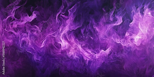 A striking abstract representation of purple flames intertwined with smoke set against a dark backdrop creates a compelling and powerful visual impact.