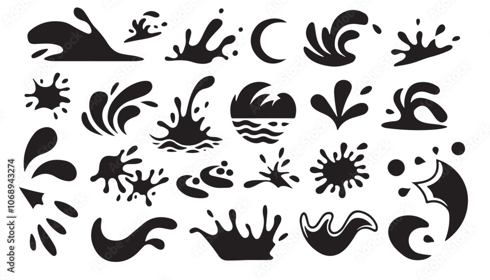 Water Splash Shape Collection - Diverse Abstract Fluid and Droplet Vector Water Splash Shape Collection - Diverse Abstract Fluid and Droplet Vector
