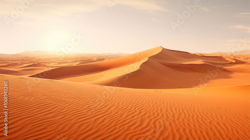 Serene Sunset Over Golden Desert Dunes