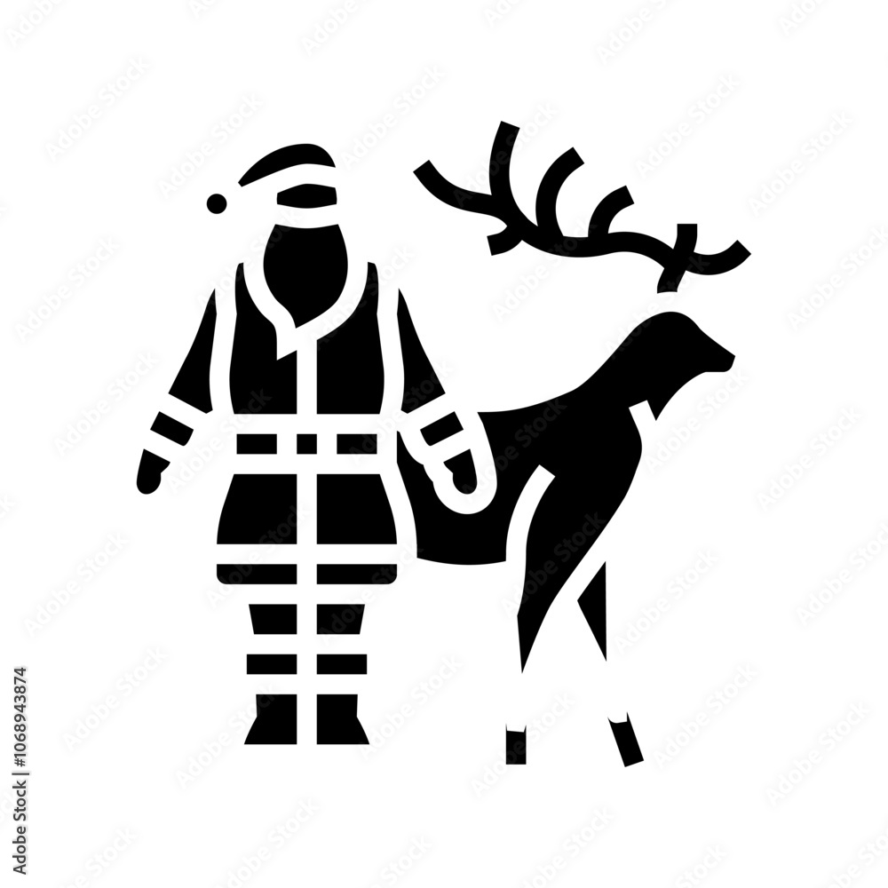 Fototapeta premium santa claus reindeer glyph icon vector. santa claus reindeer sign. isolated symbol illustration