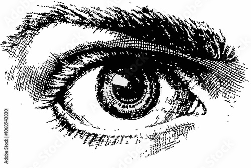 Vintage eye Collage Vector in Photocopy Style
