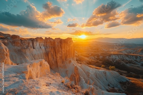 Majestic Mountain Landscape at Sunset with Dramatic Sky and Clouds