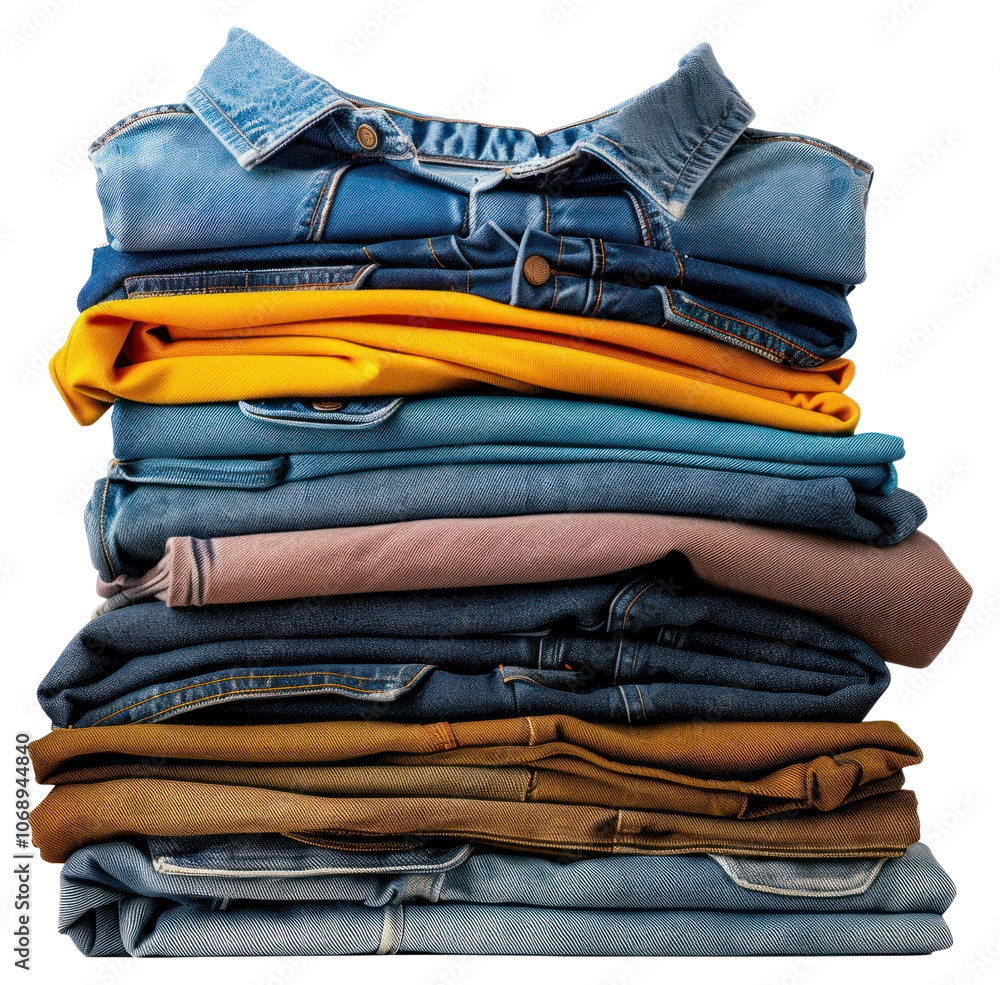 PNG Stacked colorful folded clothes PNG Stacked colorful folded clothes