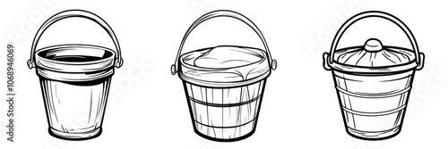 An illustration showing a bucket icon on a white background photo