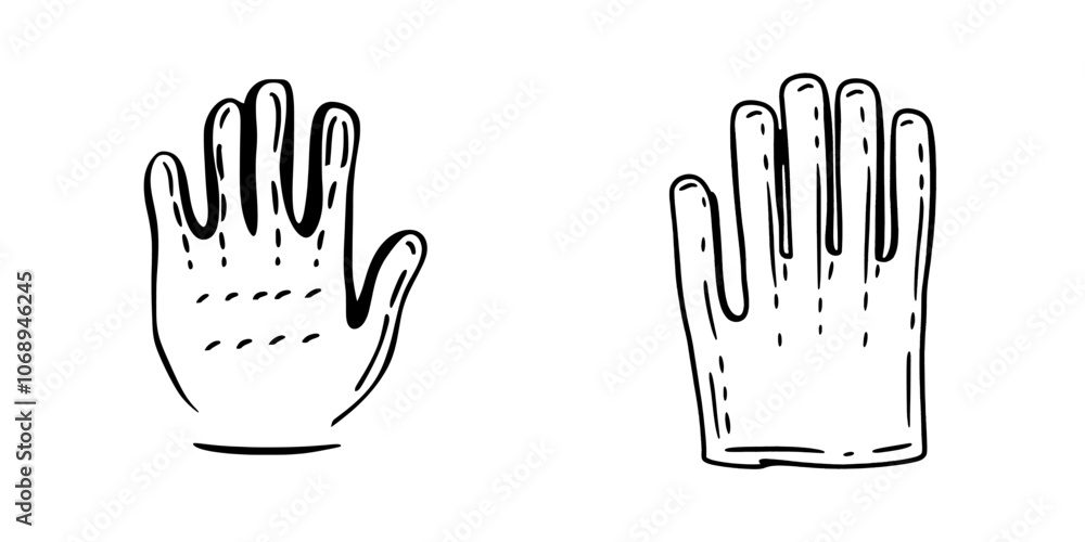 Obraz premium Gloves for drawing illustrations modern outline hand drawn