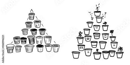 Hand drawn illustration of sport stacking cups isolated on a white background