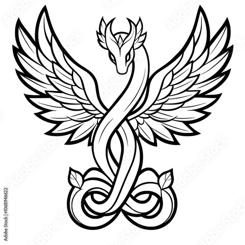 A modern illustration of an infinite tattoo icon element on a black background.