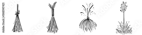 Hand drawn illustration of a bundle of straws
