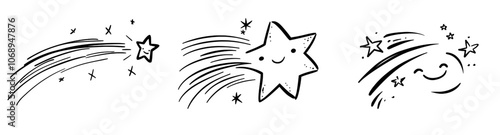 Illustration of a cute star cartoon emotion expression.