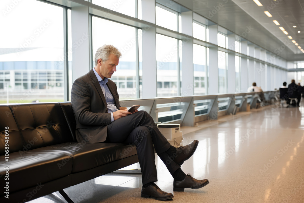 Executive on the Go: Connected at the Airport Lounge