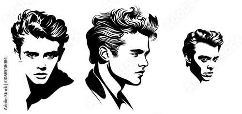 An illustration of a hand-drawn retro man in a business suit surrounded by black modern comics and pulp novels on a white background, a modern illustration, a modern comic book, and a pixelated