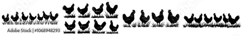 Modern Chicken Clipart Clipart of Mix Chicken Silhouettes