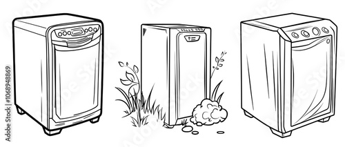 The computer case icon illustration is isolated on a transparent background.