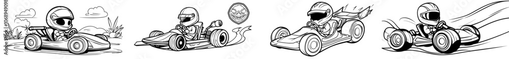 Obraz premium On a transparent background is an image of a black modern icon of a GO Cart car.