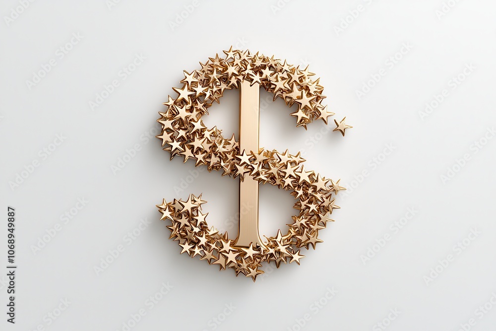 Obraz premium 3d floating dollar sign surrounded by stars symbolizing wealth and prosperity