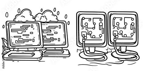 Object oriented, object-oriented programming, object-oriented code, object-oriented objects, computer science outline icon