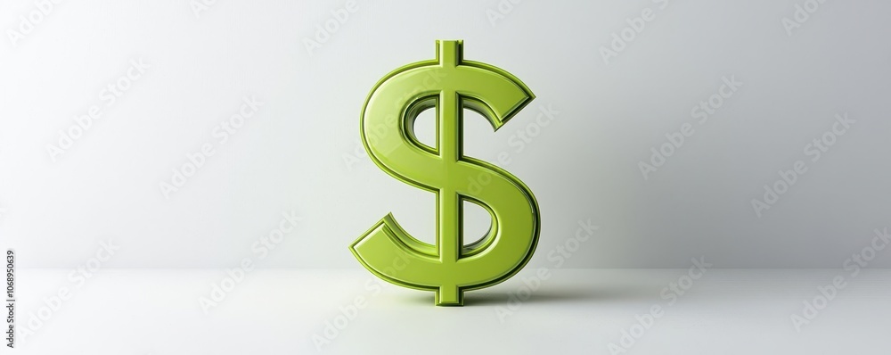 The green neon dollar sign symbolizing electronic money in 3d design The green neon dollar sign symbolizing electronic money in 3d design