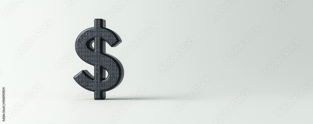 The aesthetic of a minimalistic matte black dollar sign symbolizing low resolution in 3d design The aesthetic of a minimalistic matte black dollar sign symbolizing low resolution in 3d design