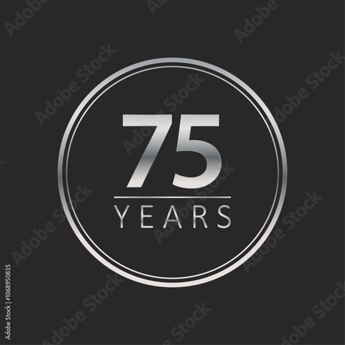 75 years for celebration events, anniversary, commemorative date. silver years logo badge