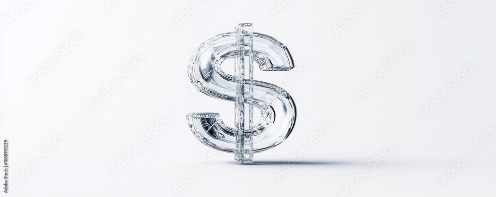 Obraz premium The 3d transparent dollar sign symbolizing value and reflection in low resolution