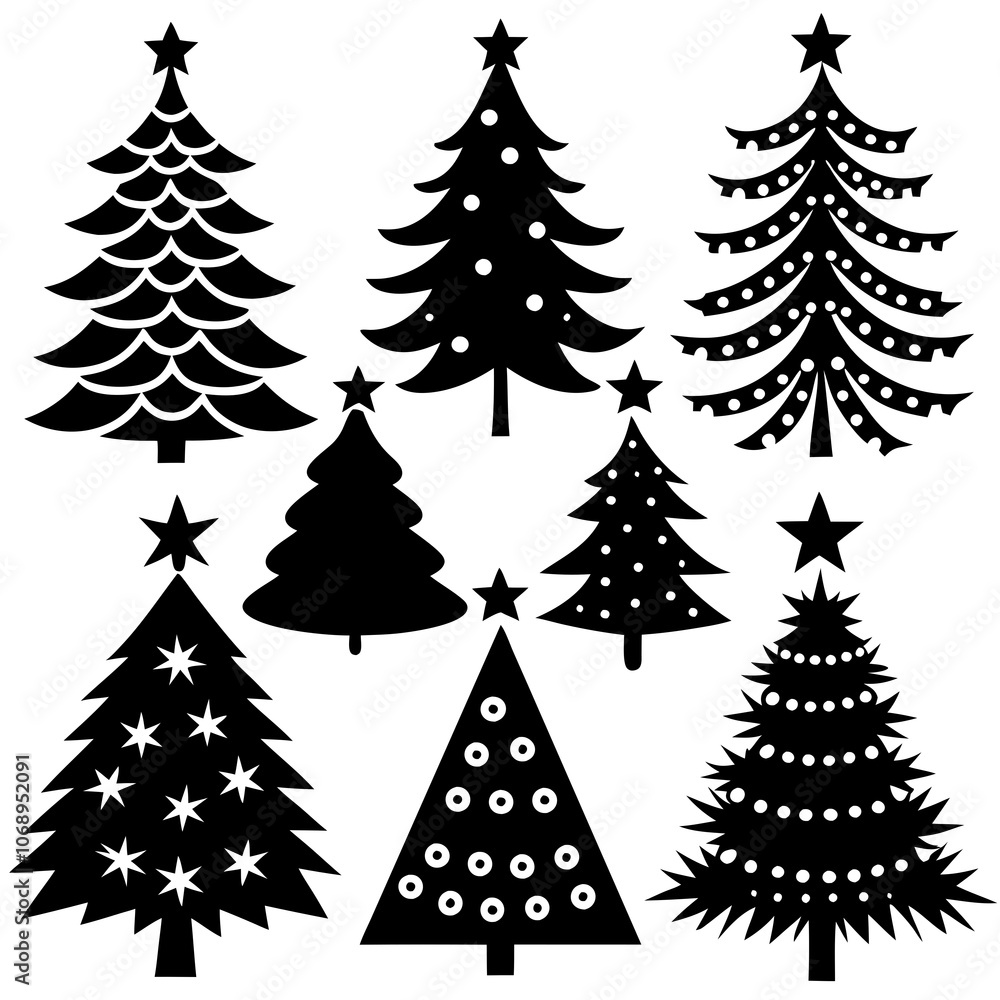 Obraz premium 10 Silhouette Christmas Tree Vector, Silhouette Christmas Tree Vector, Christmas Tree Silhouette Vector