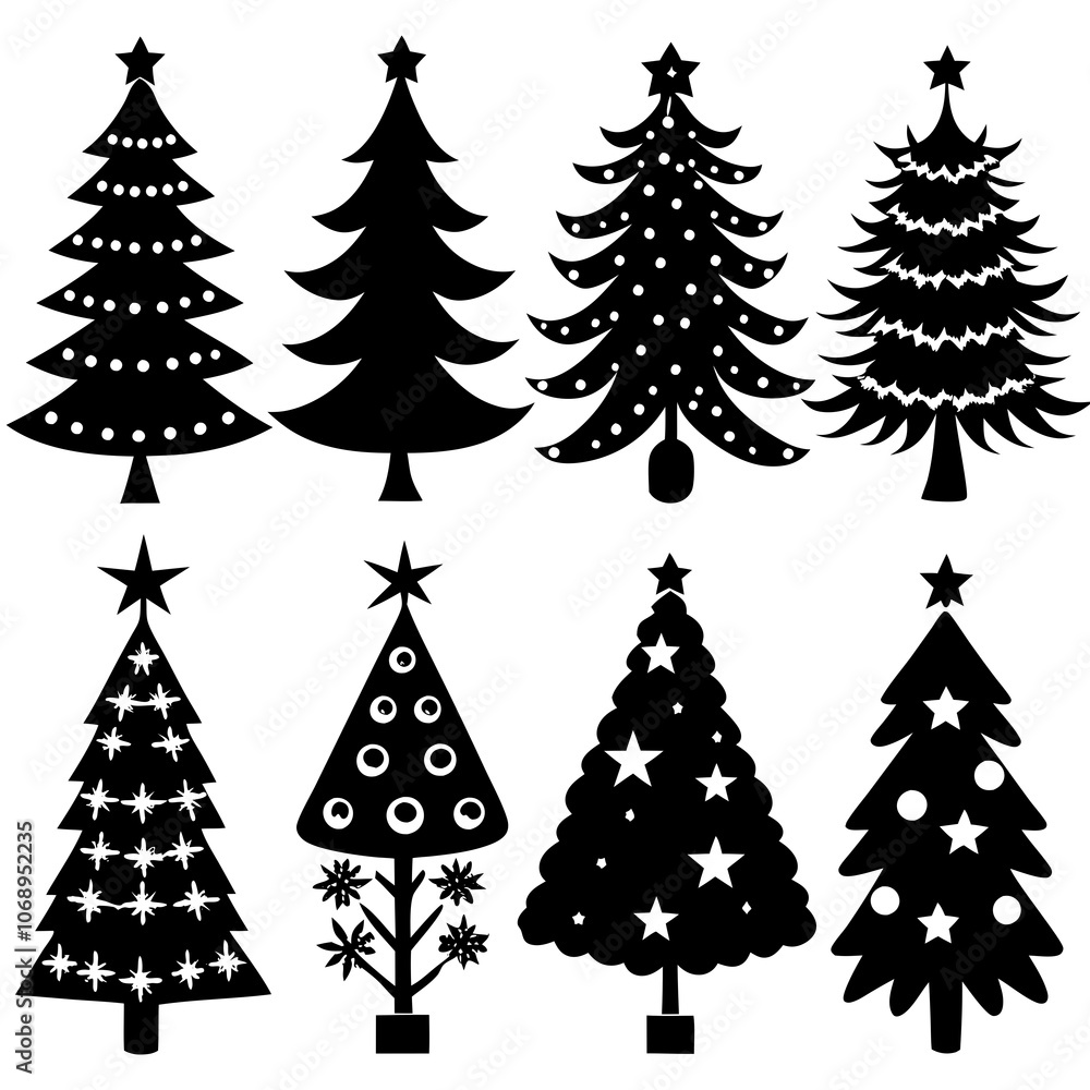 Obraz premium 10 Silhouette Christmas Tree Vector, Silhouette Christmas Tree Vector, Christmas Tree Silhouette Vector